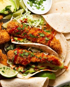 Crunchy chicken taco fingers (baked!)