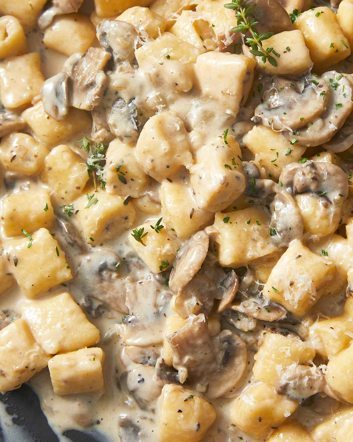 Easy ricotta gnocchi with creamy mushroom sauce